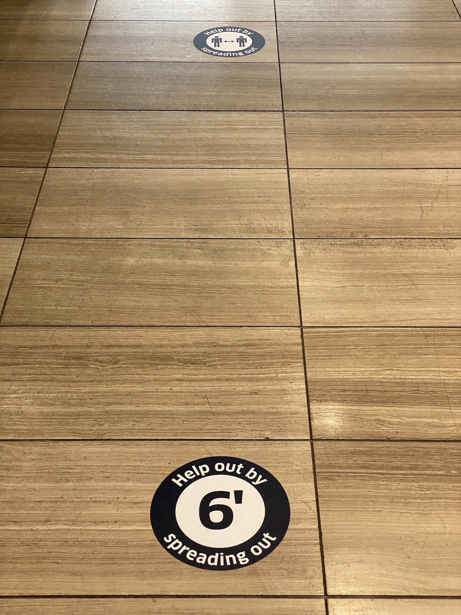 a floor with a sticker on it