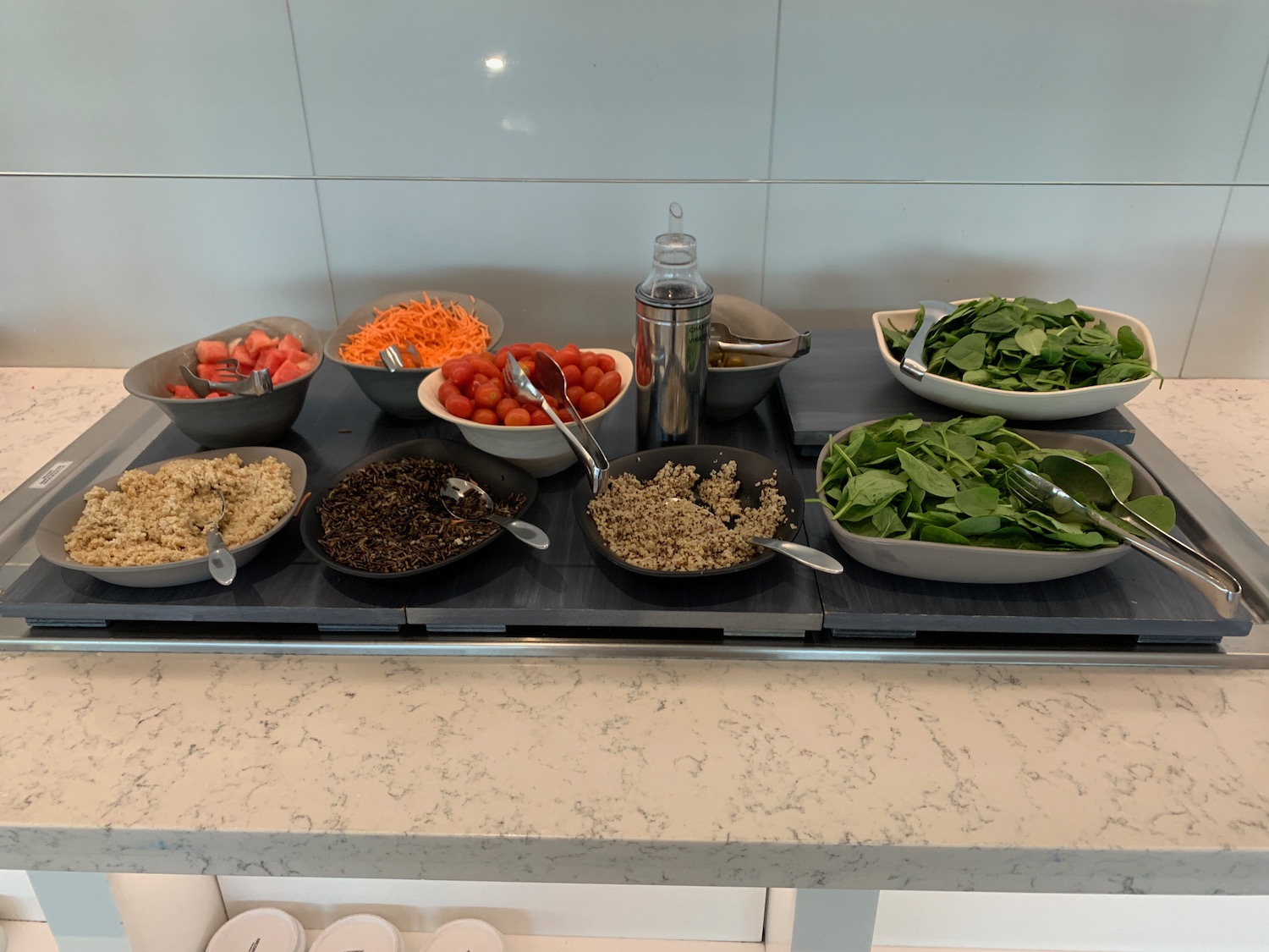 a table with bowls of food