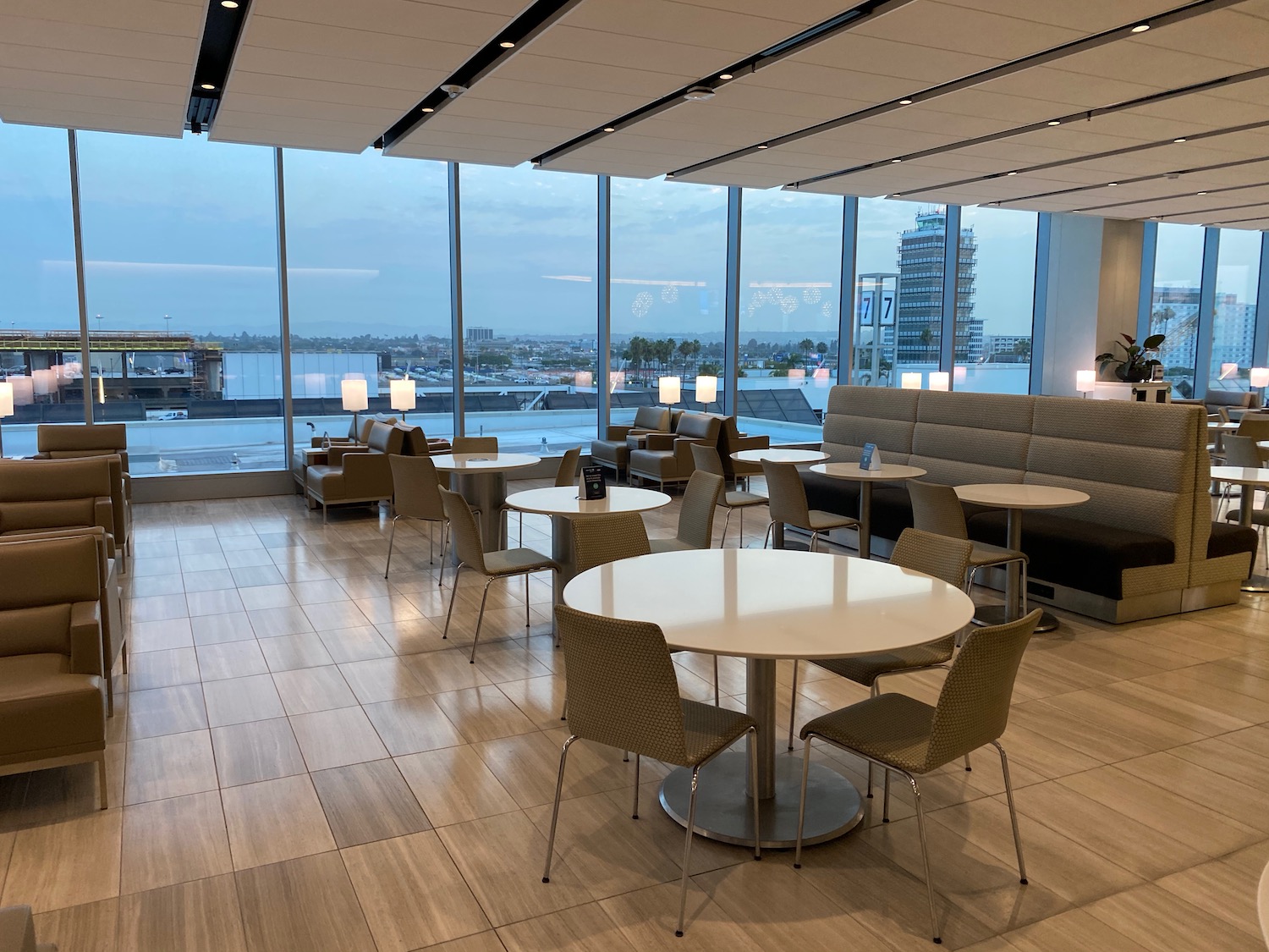 a room with tables and chairs