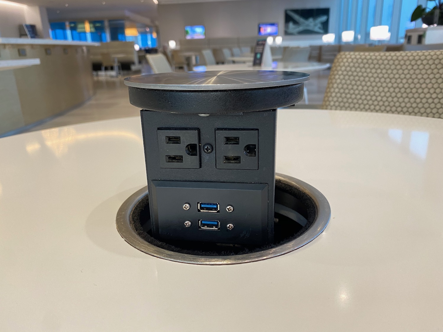 a power outlet on a table
