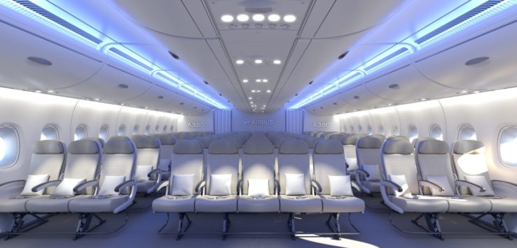 an airplane with rows of seats