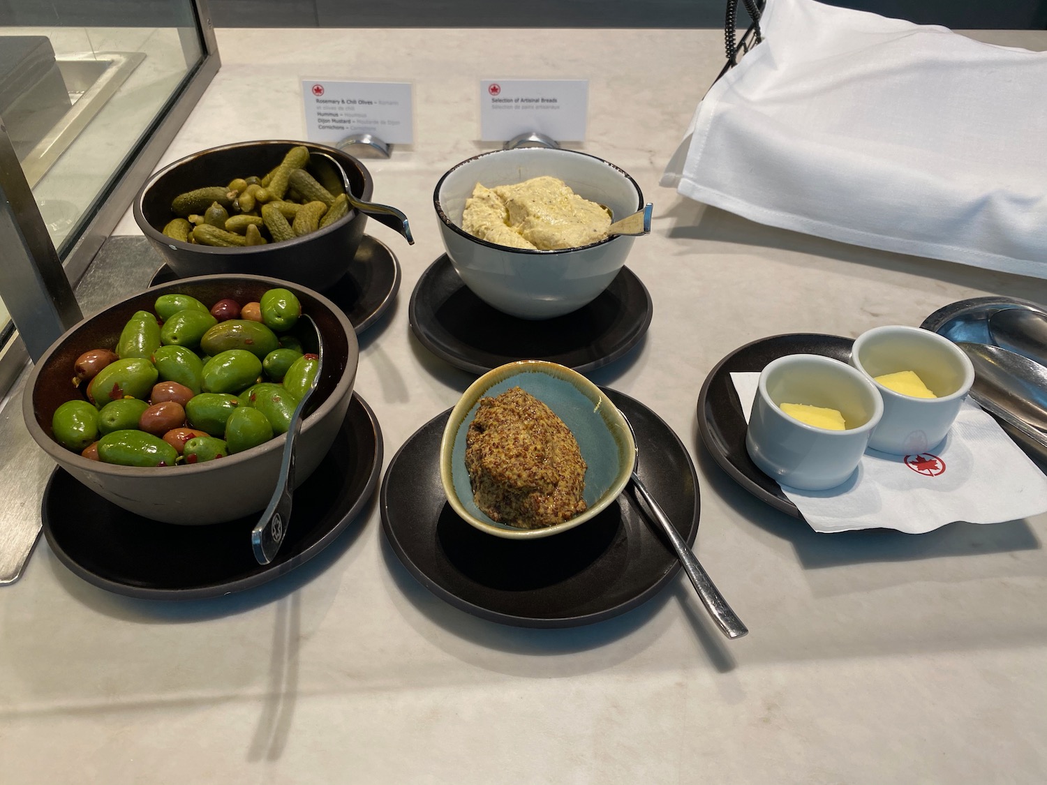 a table with bowls of food