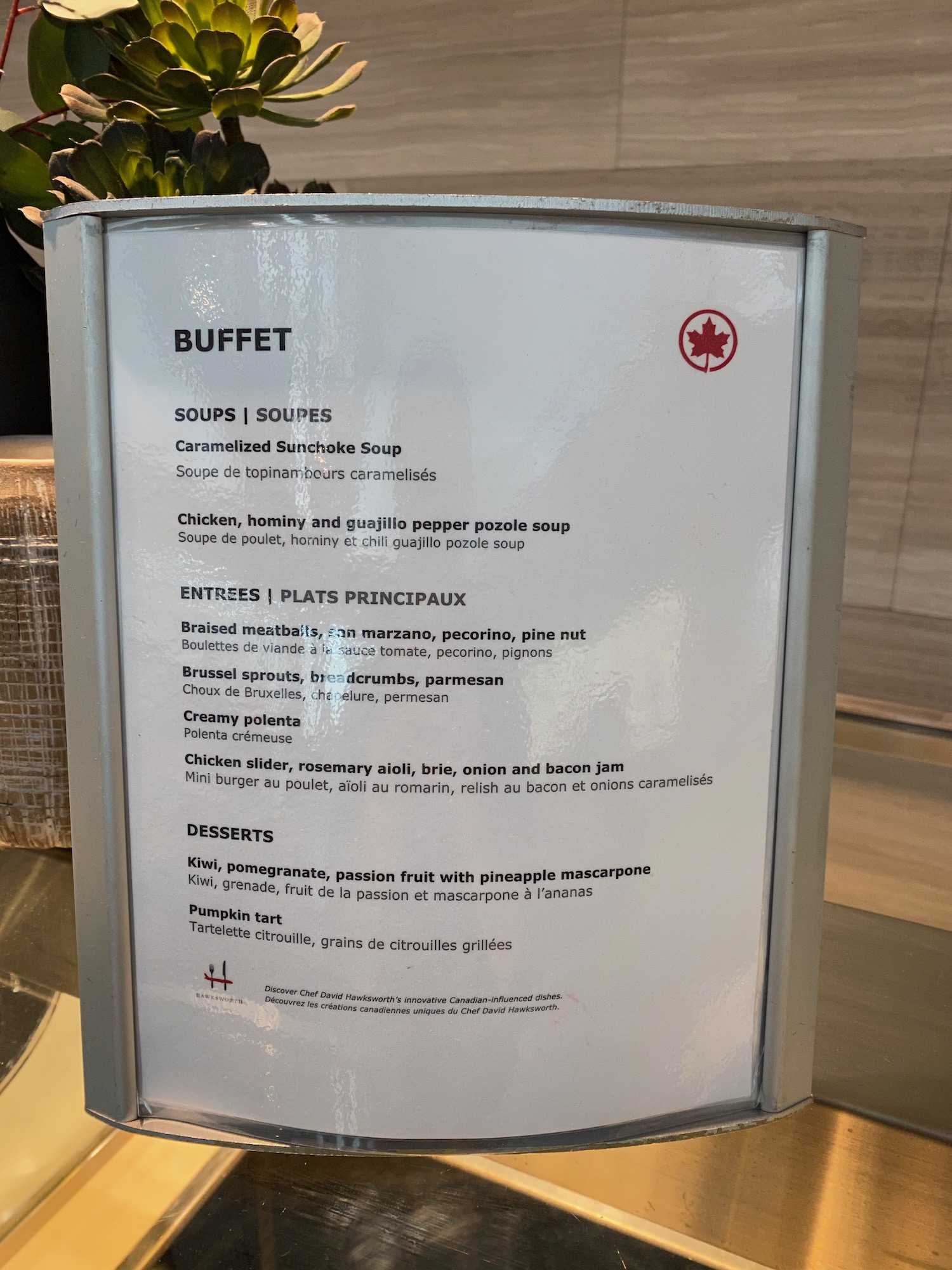 a menu sign on a table