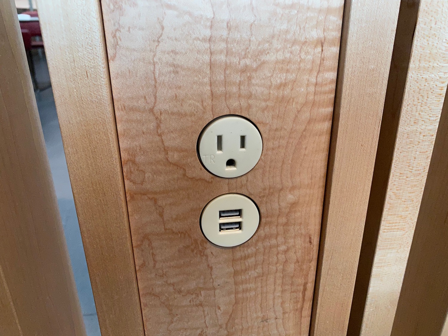 a close up of a wall outlet