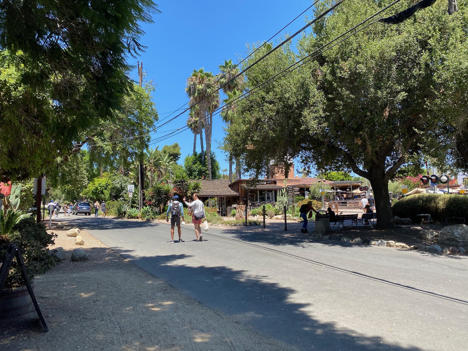 a group of people walking down a street