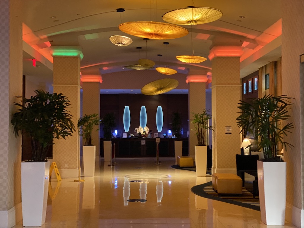 Hilton Virginia Beach Oceanfront lobby at night