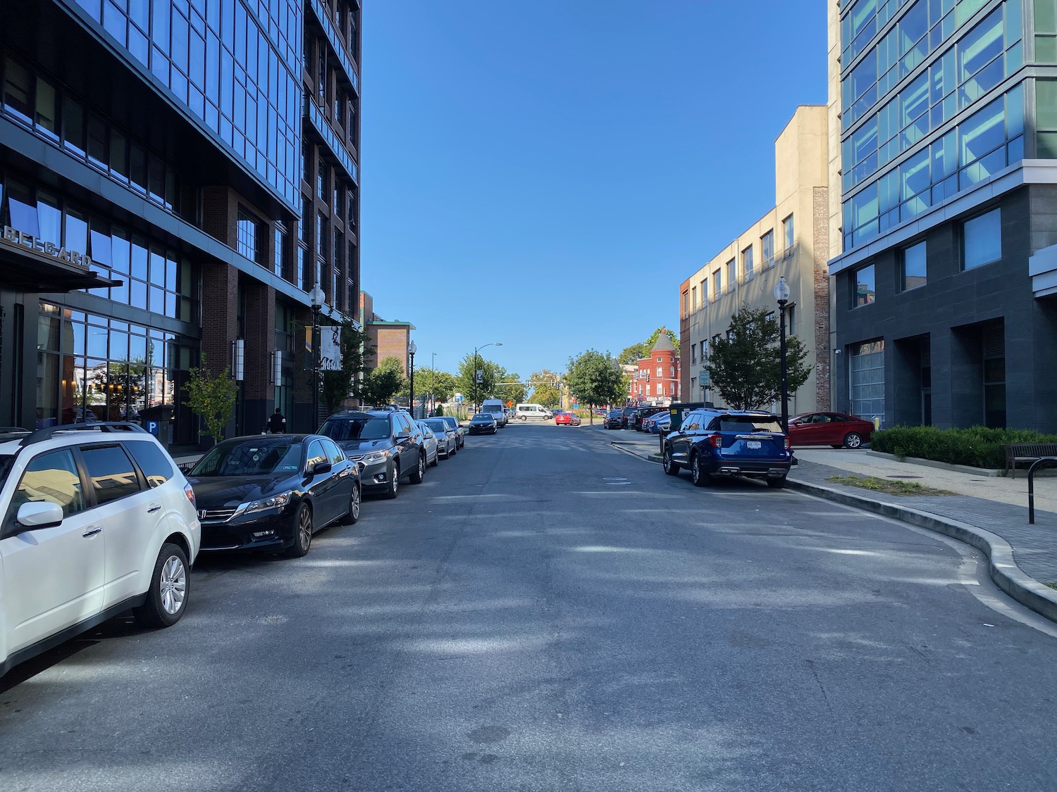 a street with cars parked on it