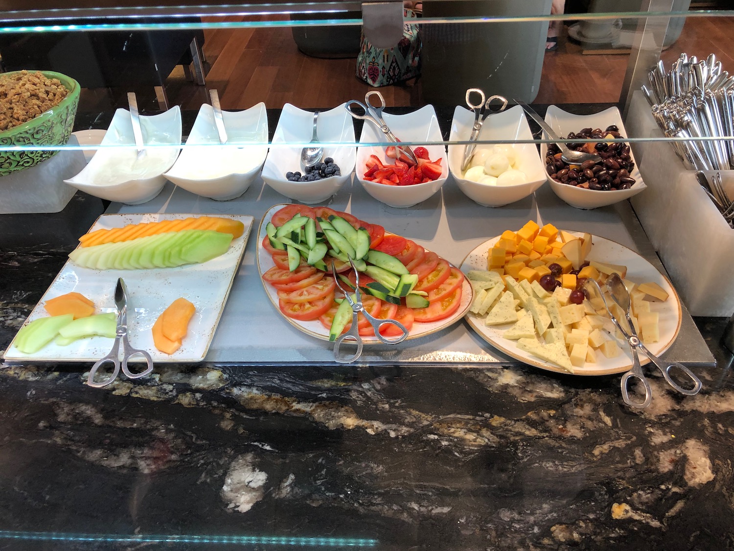 a display of food on a counter