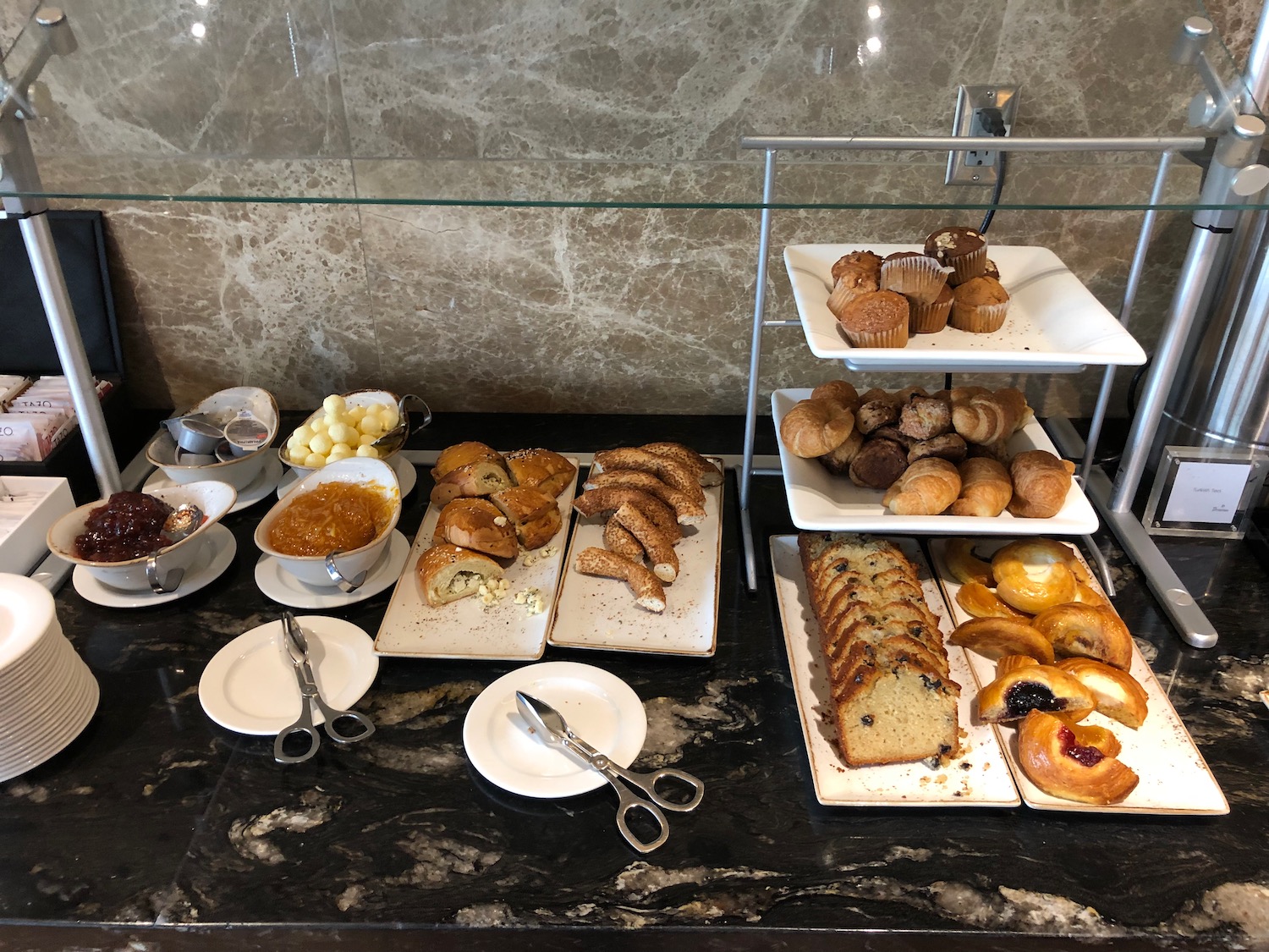 a trays of pastries and pastries on a counter