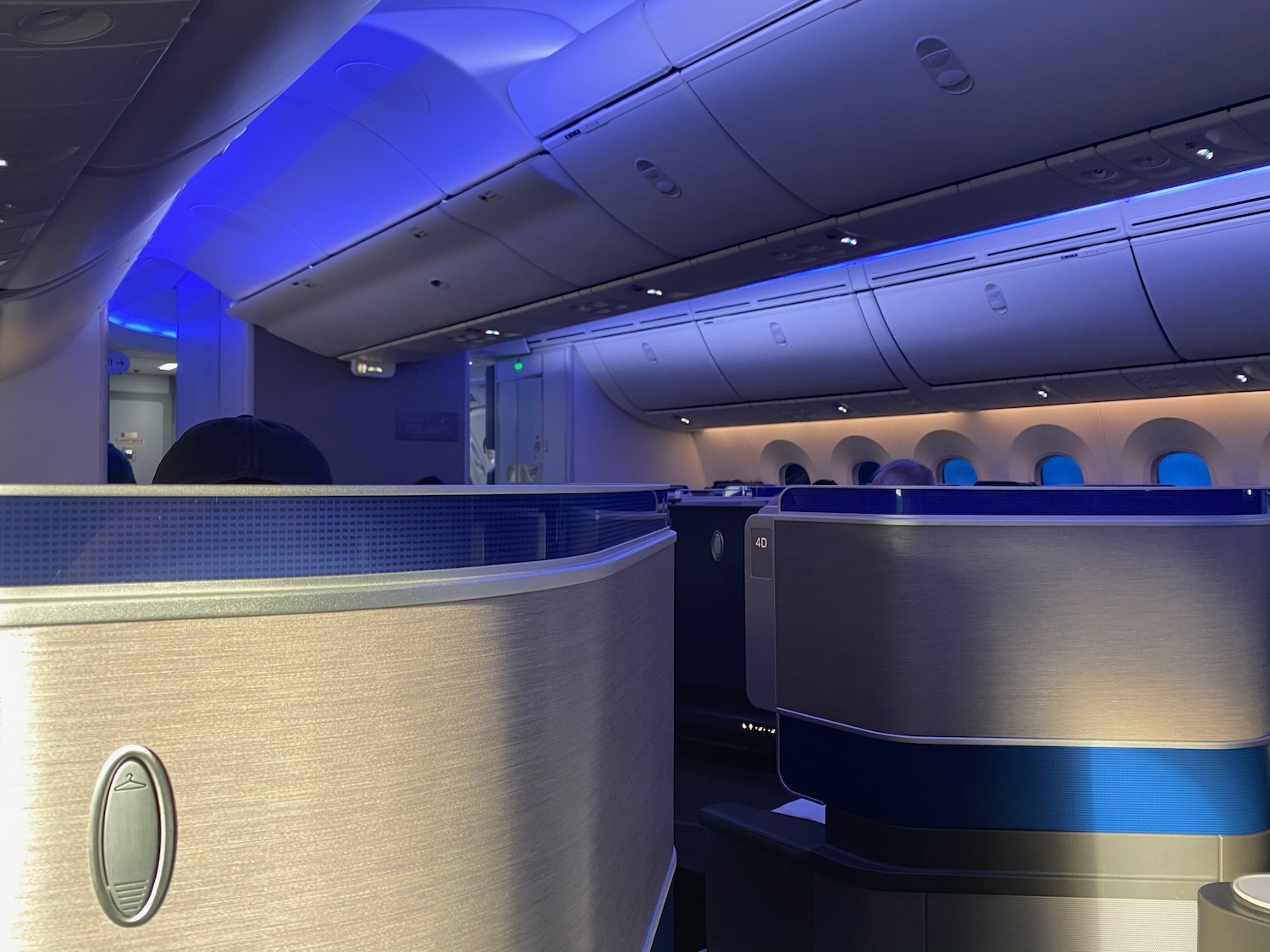 an airplane with blue lights