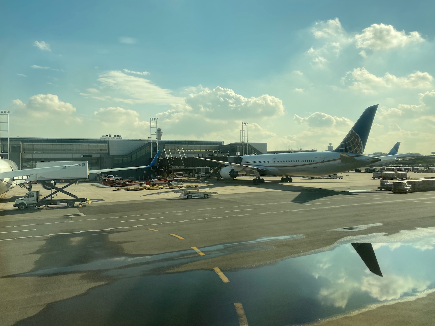 a plane parked at an airport