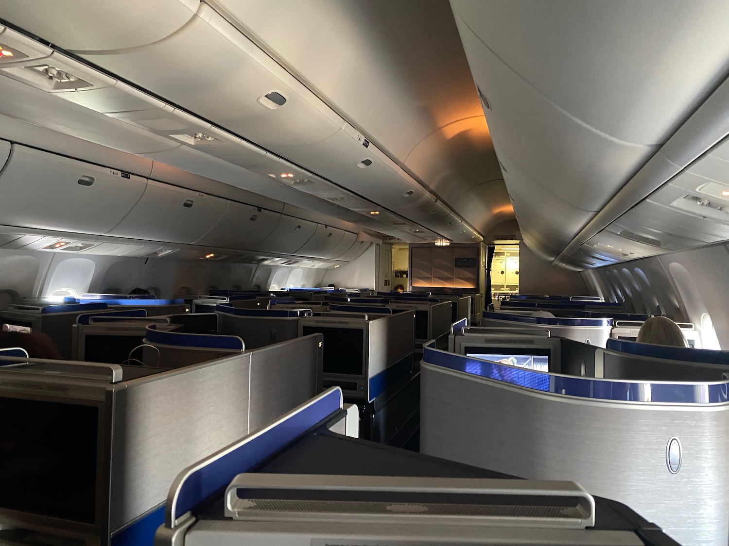 an airplane with rows of cubicles