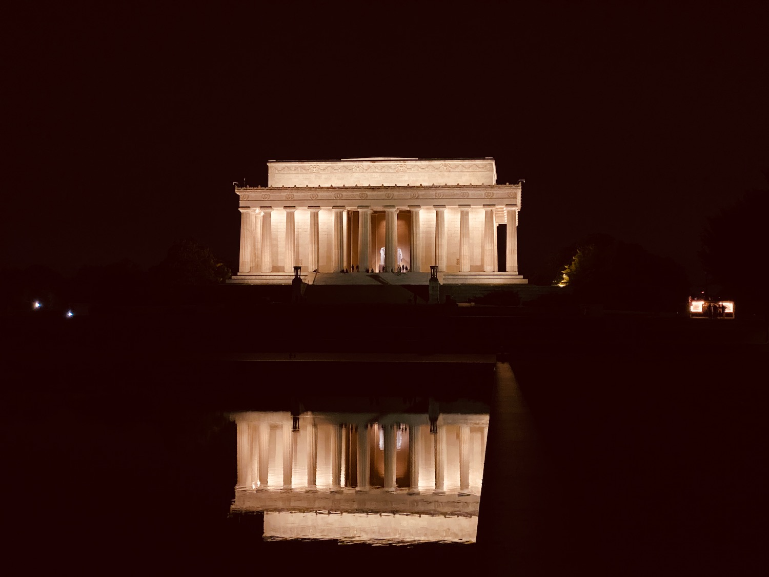 Lincoln Memorial with columns at night