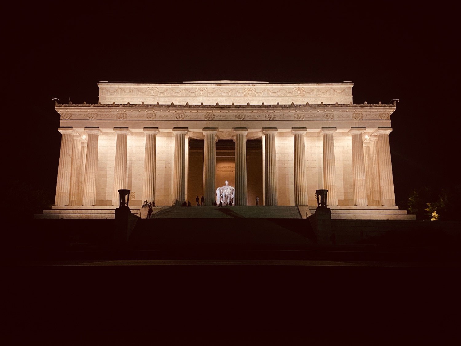 Lincoln Memorial with columns at night