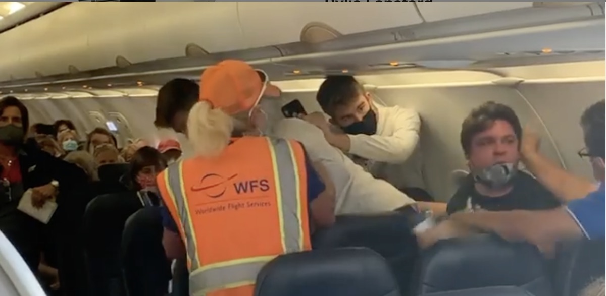 a group of people on an airplane