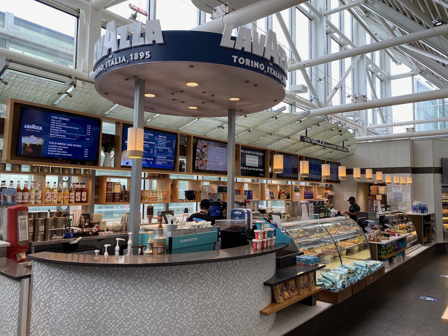 a counter inside a building