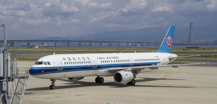 a plane on the runway