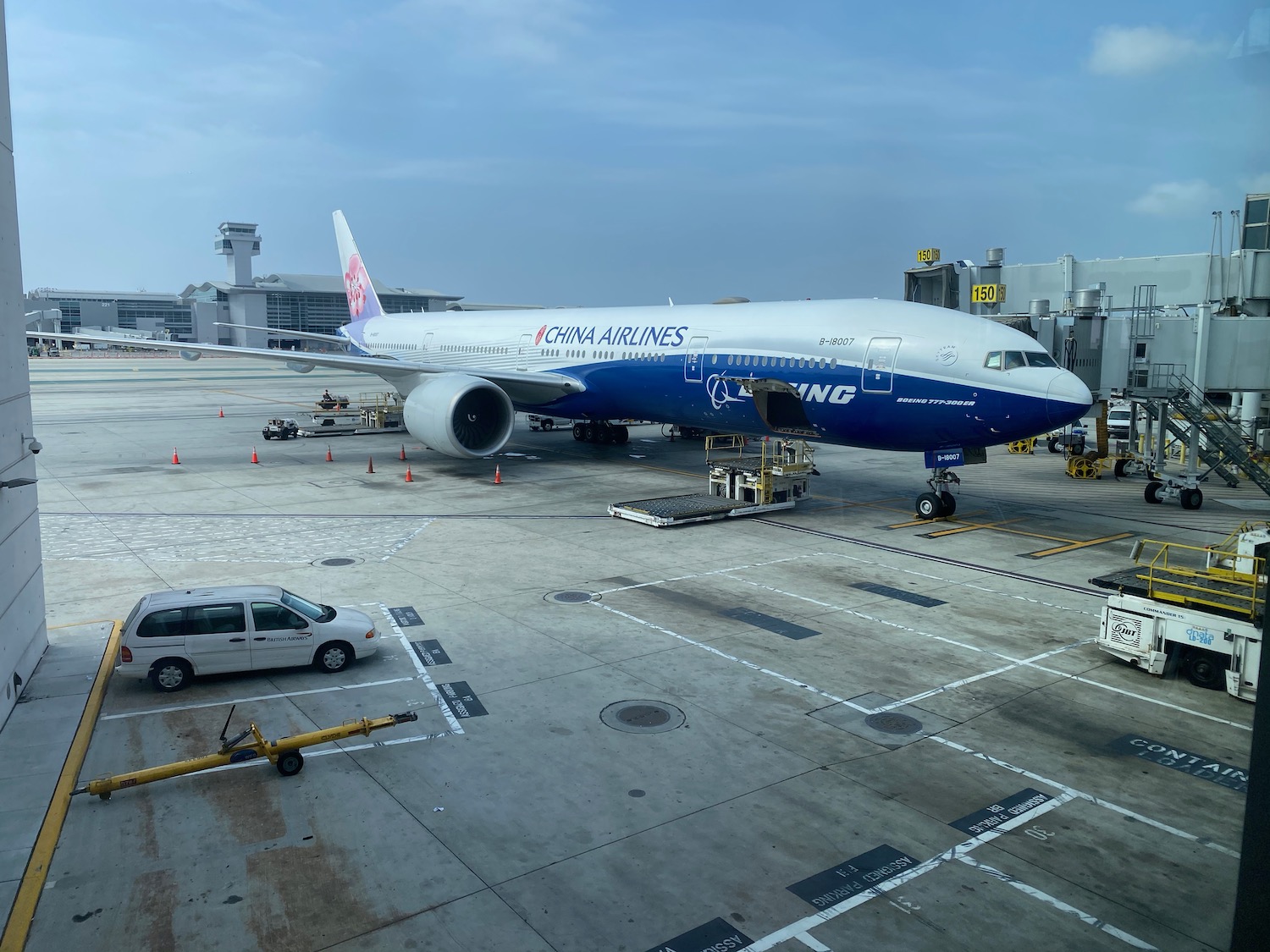 a plane parked at an airport