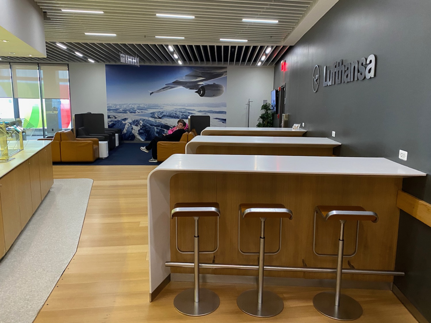 a desk in a building