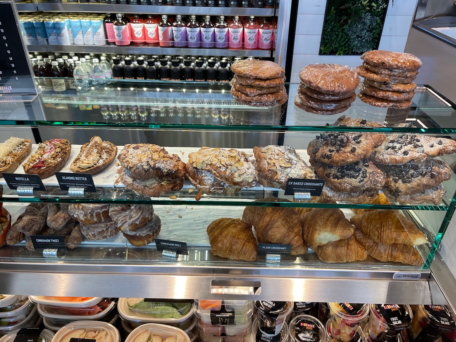a display case of pastries