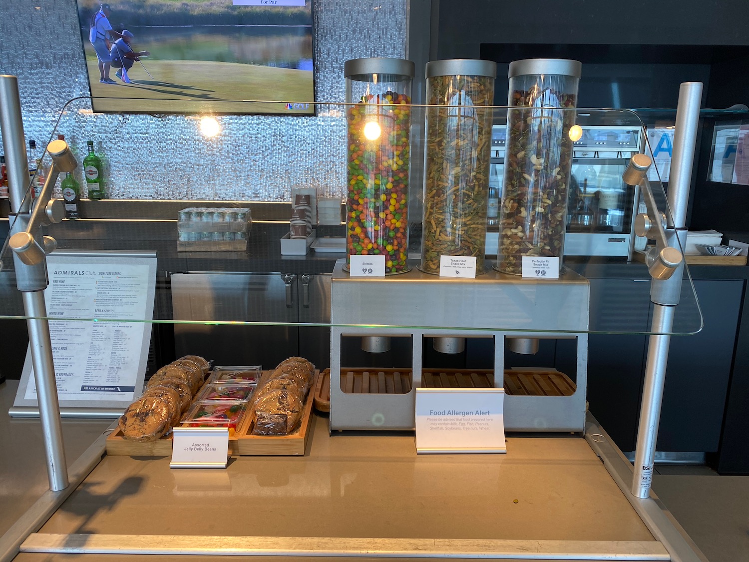 a display of food items on a counter