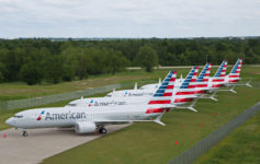 airplanes parked on a runway