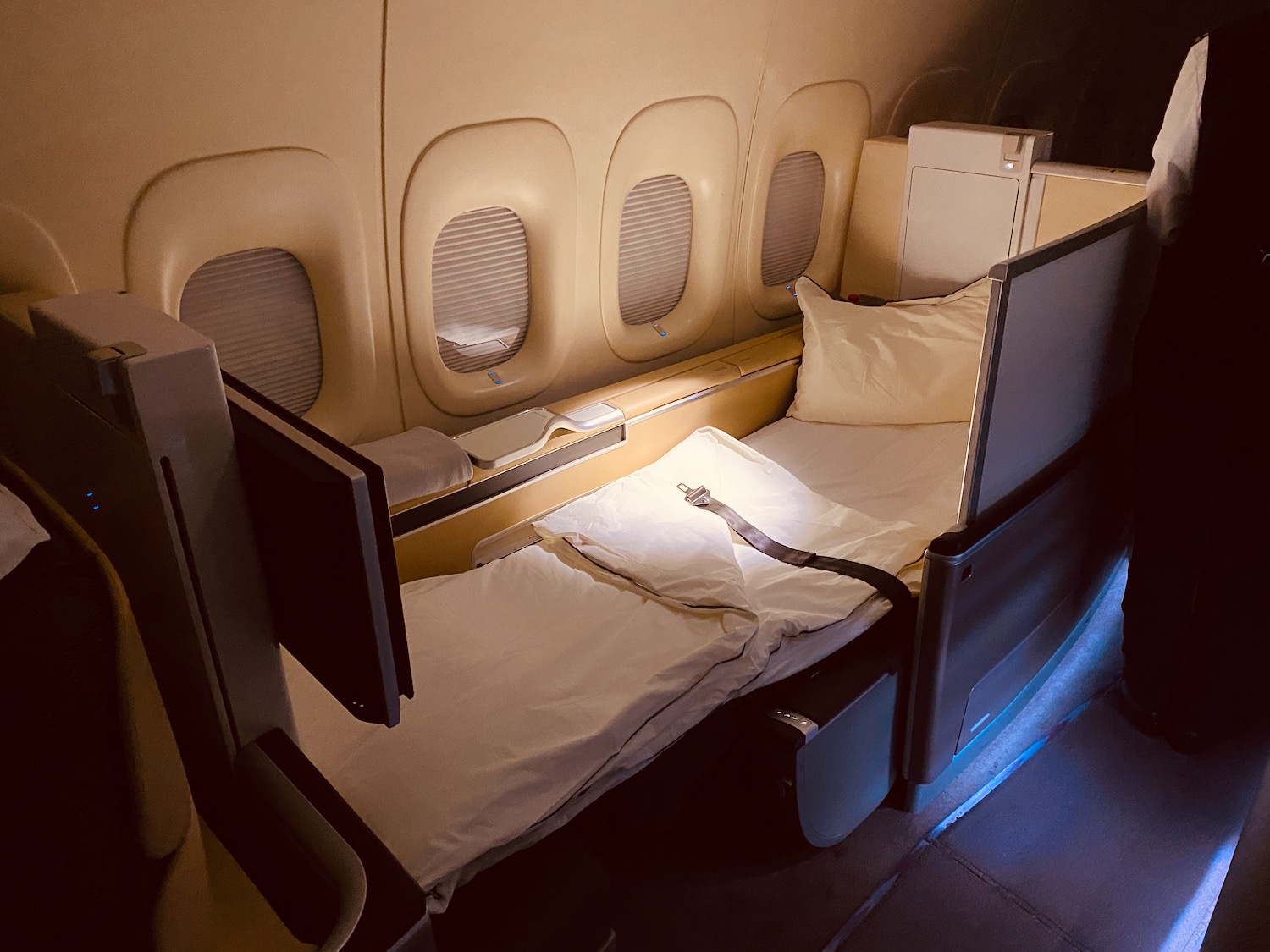 a bed in an airplane