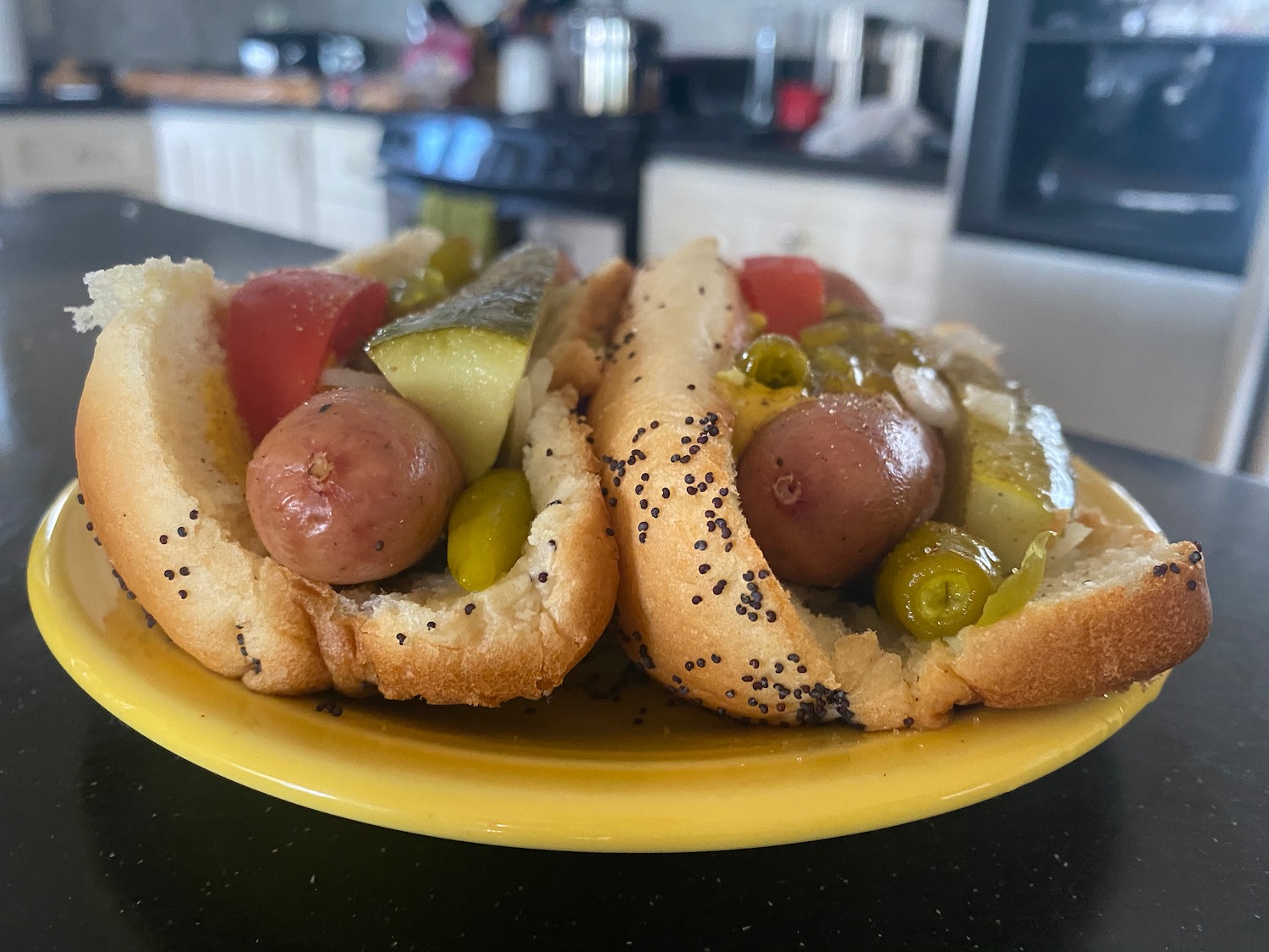 a hot dogs on a plate