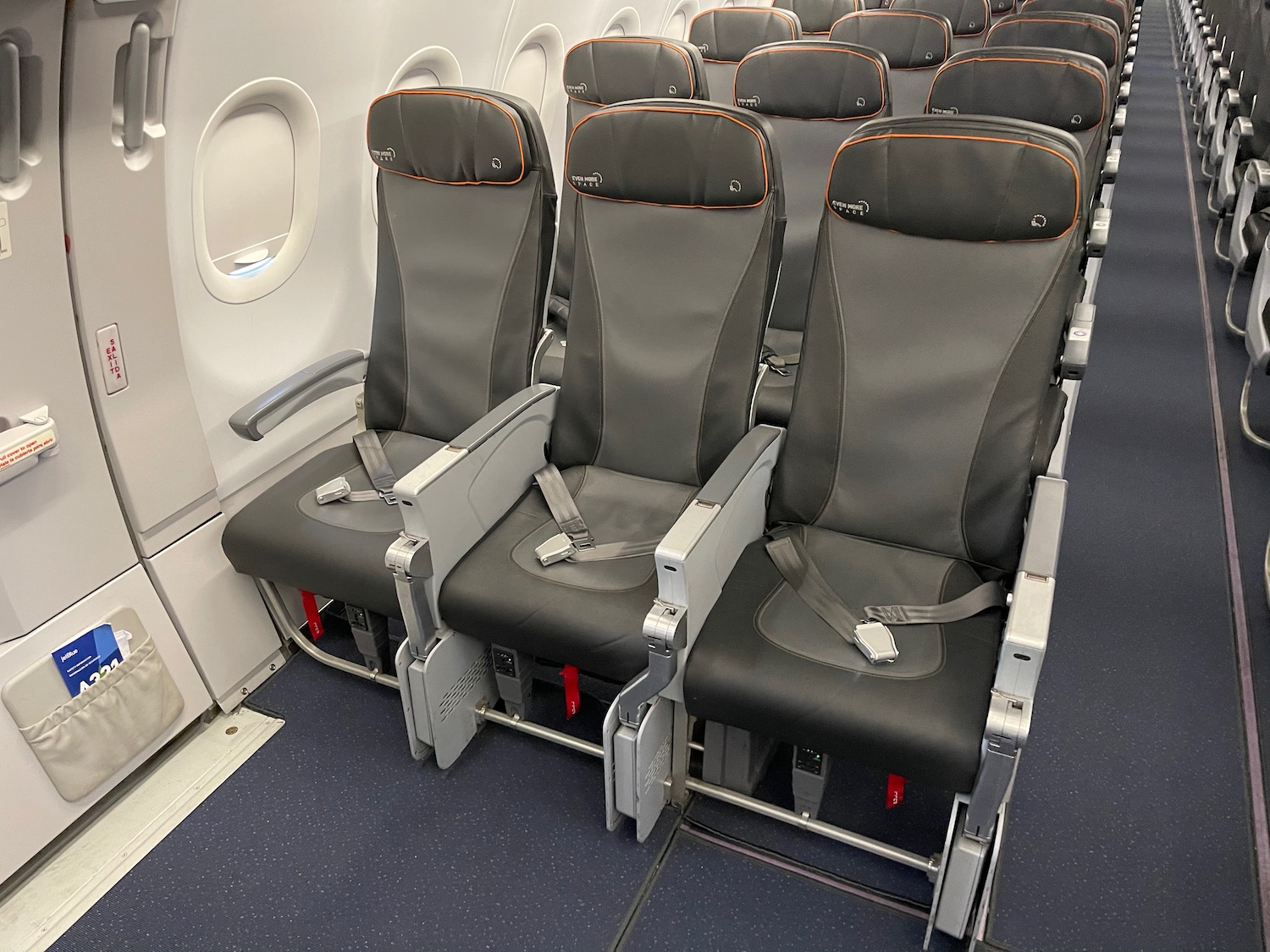 a row of seats in an airplane