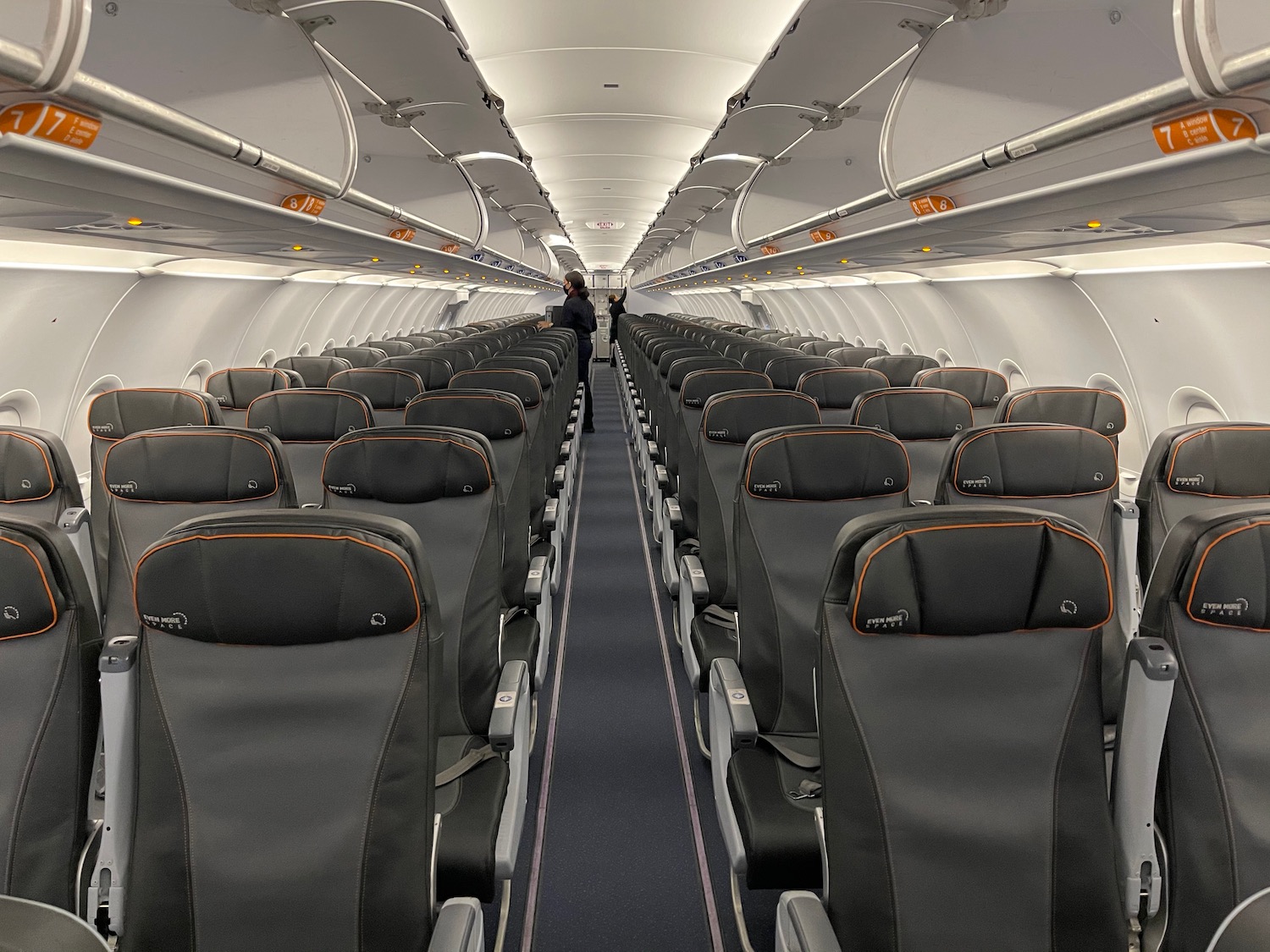 a row of seats in an airplane