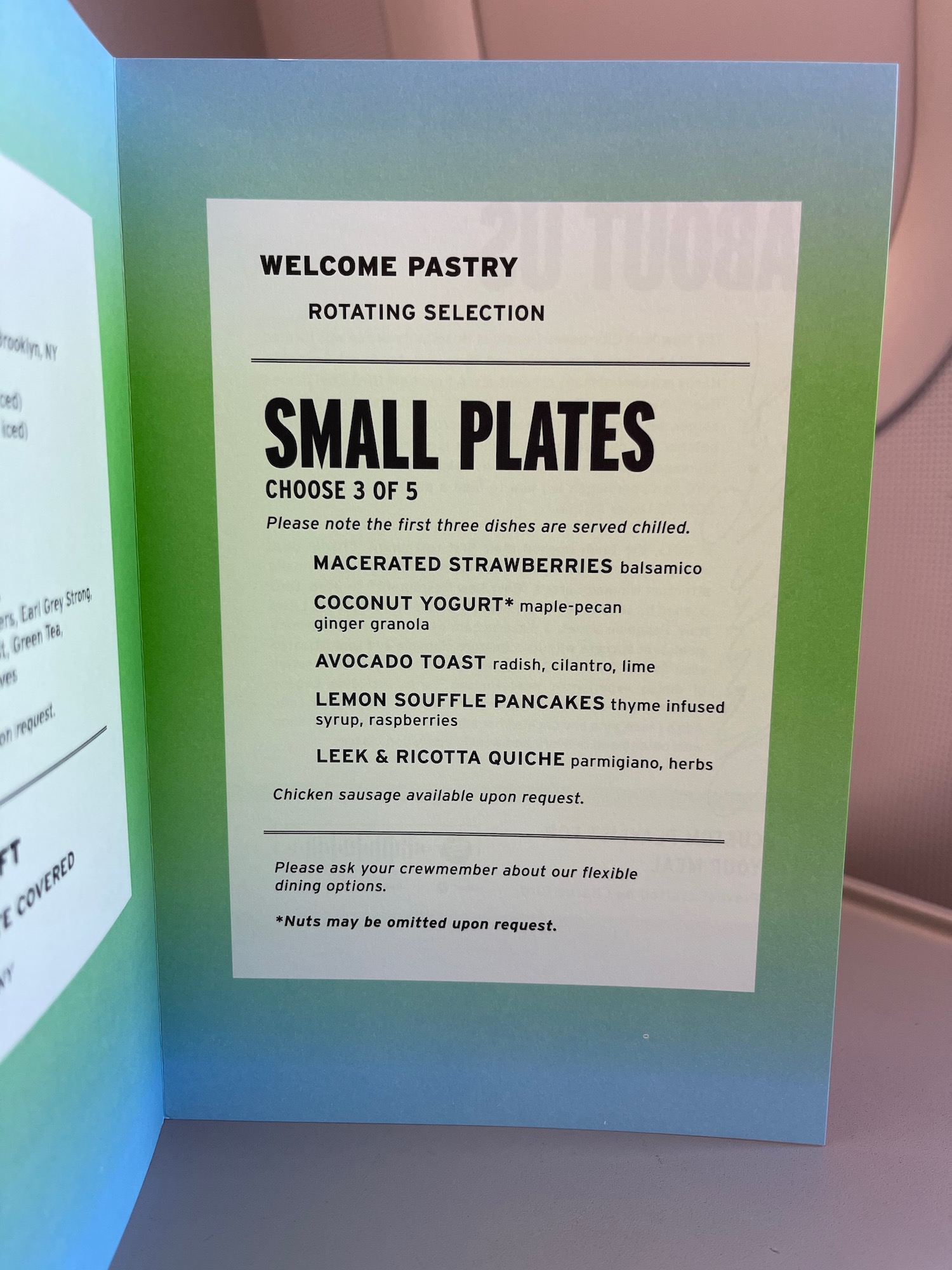 a menu of a restaurant