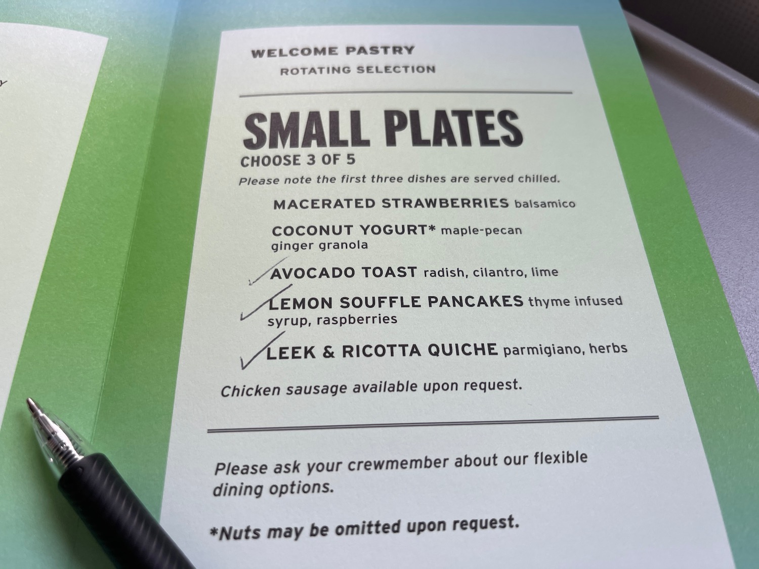 a menu of a restaurant