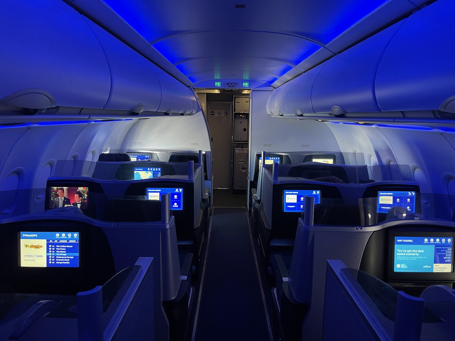 an airplane with blue lights