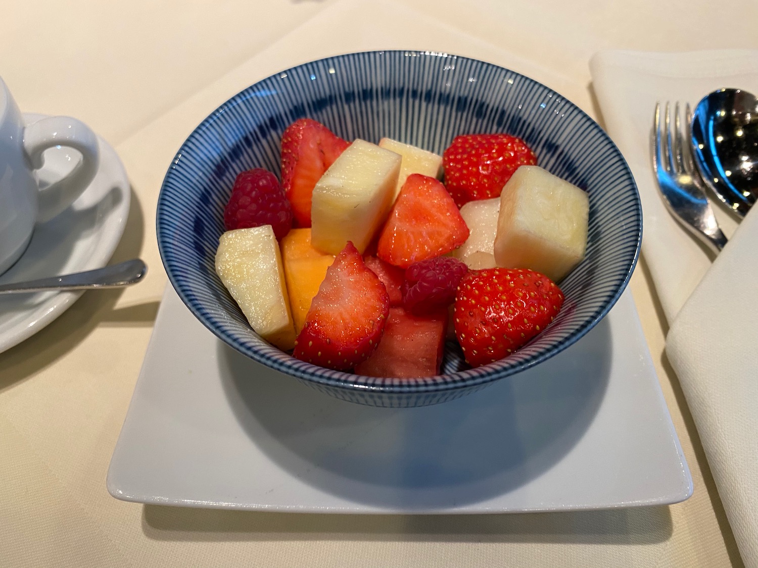 a bowl of fruit on a plate