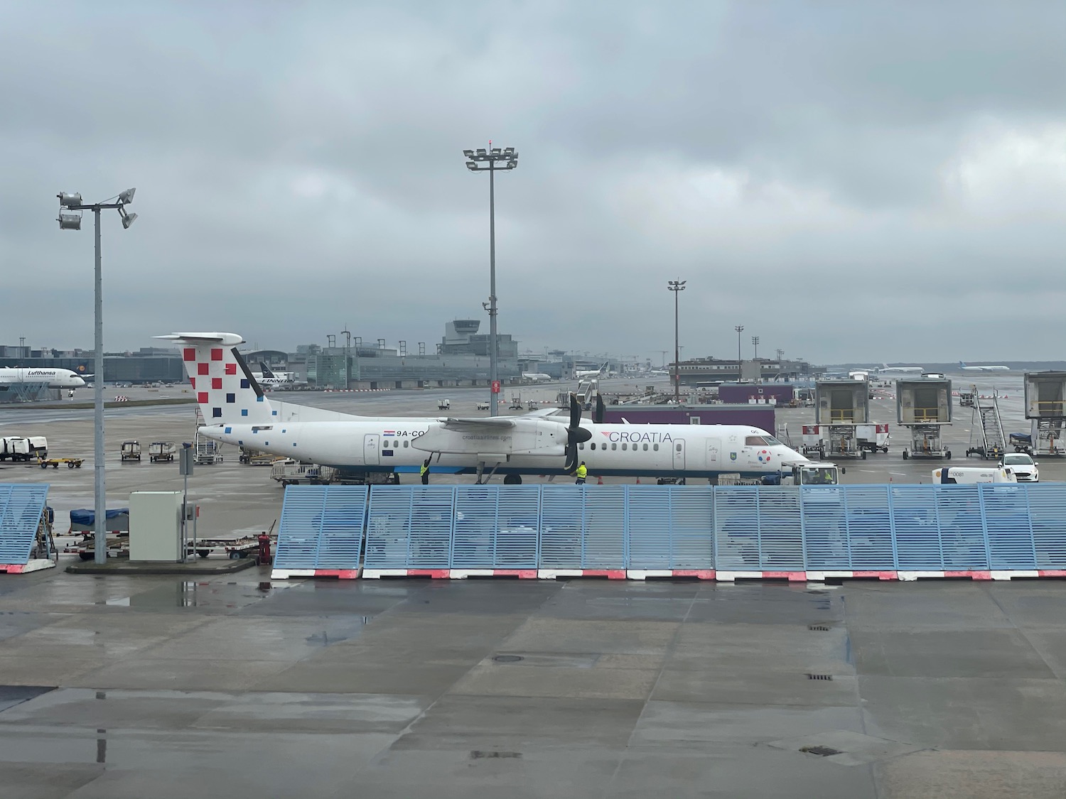 an airplane parked at an airport