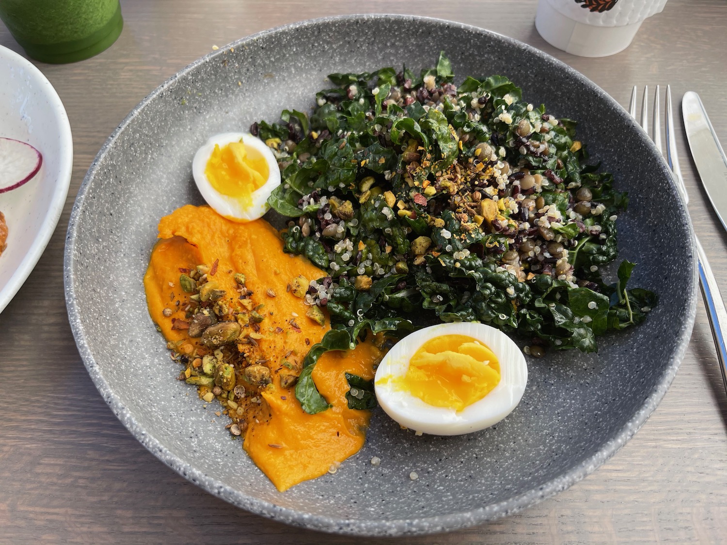 a bowl of food on a table