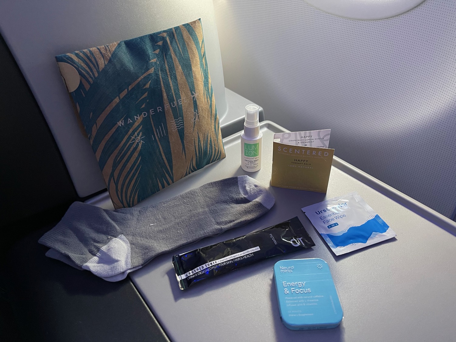 a group of items on a plane
