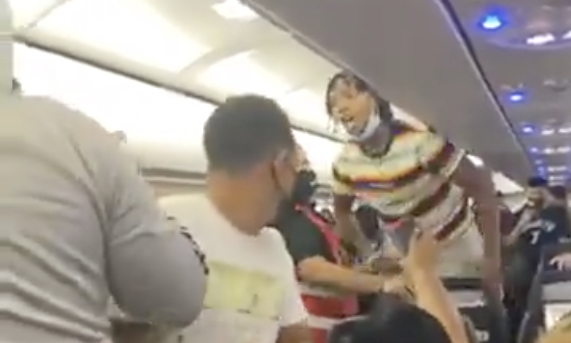 a group of people on a plane