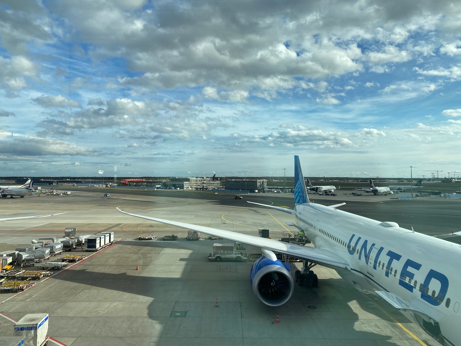 an airplane parked on a runway