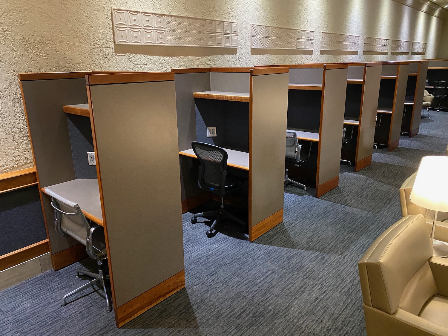 a row of cubicles in a room