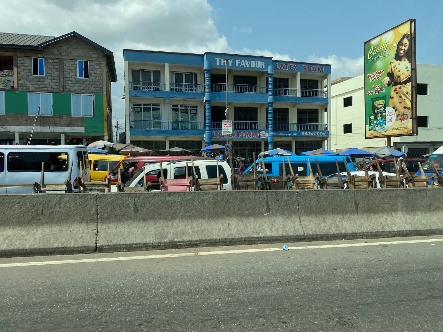 a group of vehicles parked on a street