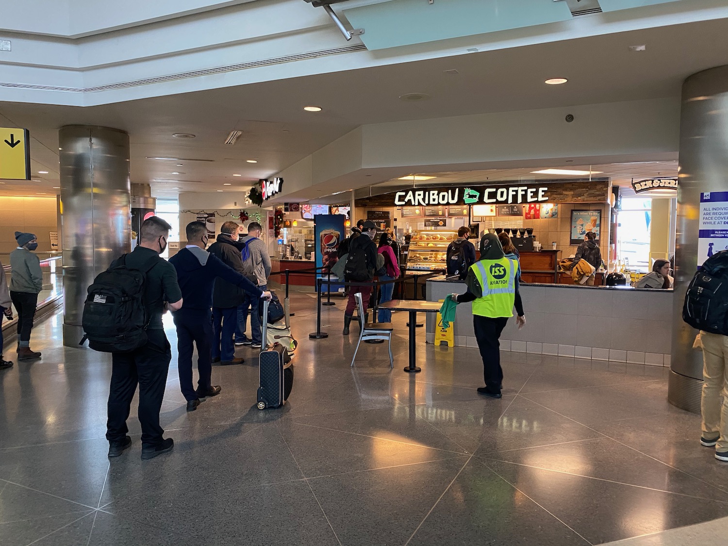 a group of people in a terminal