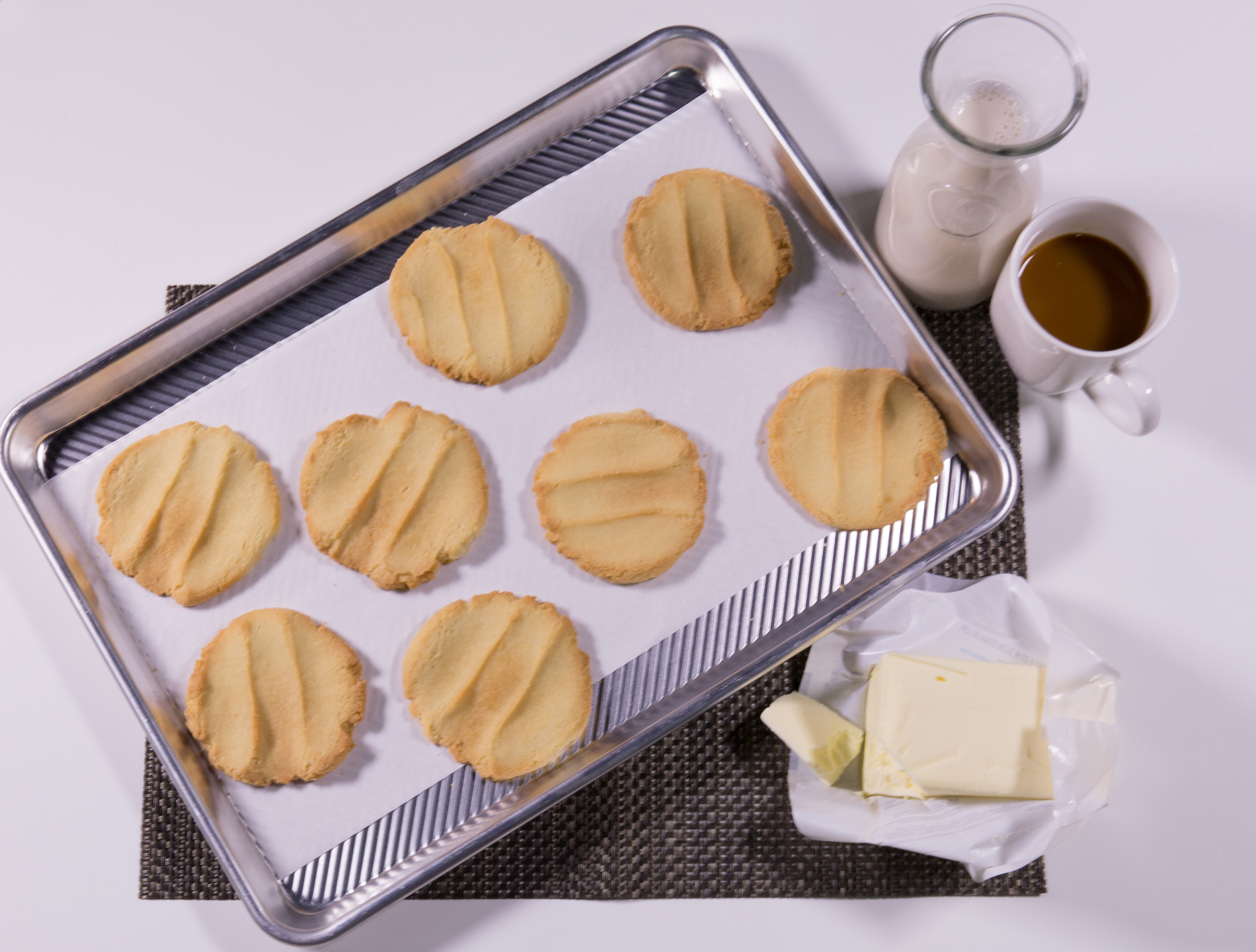 a tray of cookies and butter