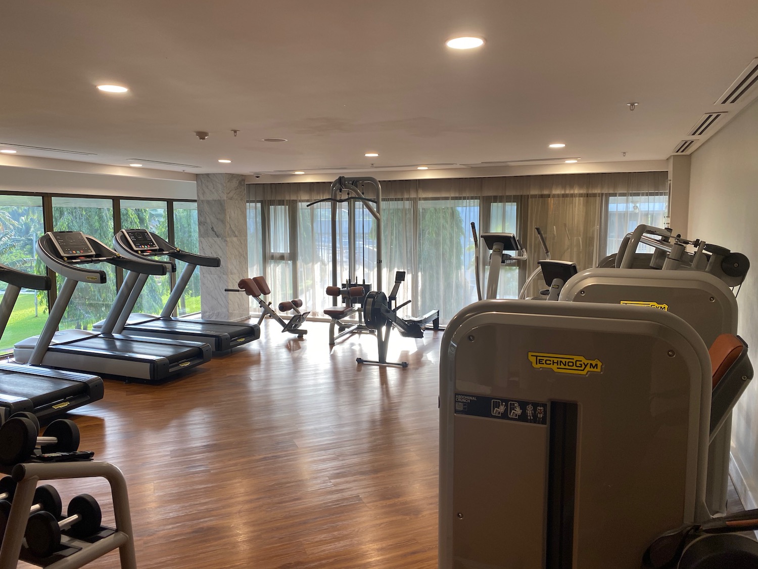 a gym with exercise equipment