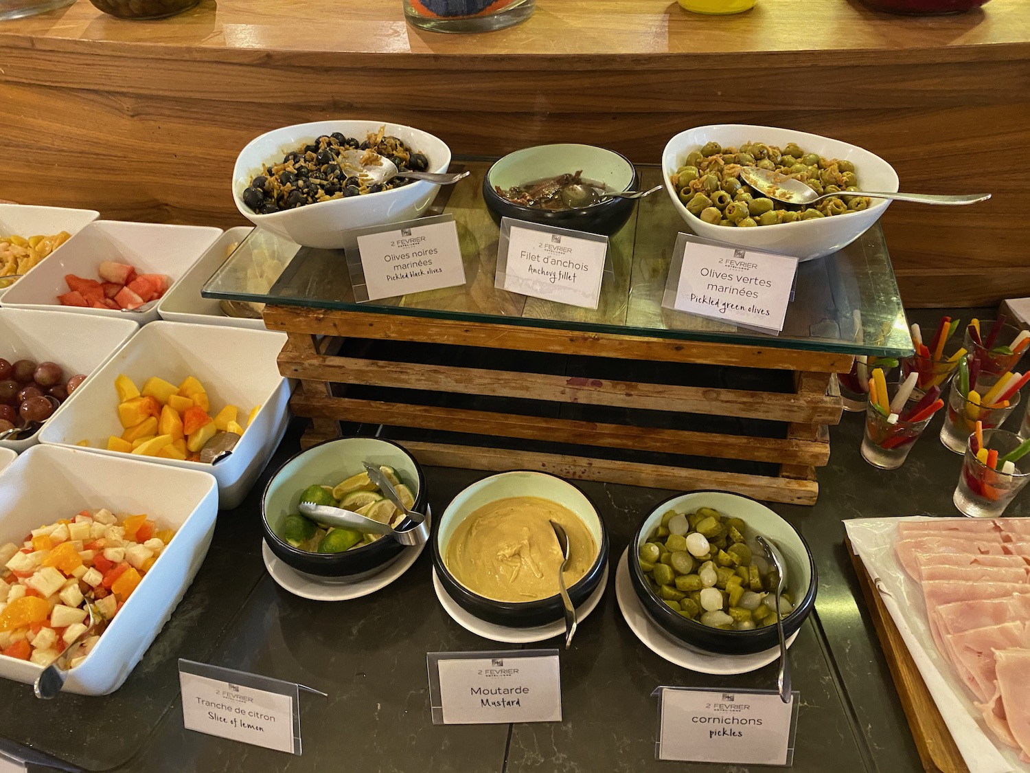 a table with bowls of food