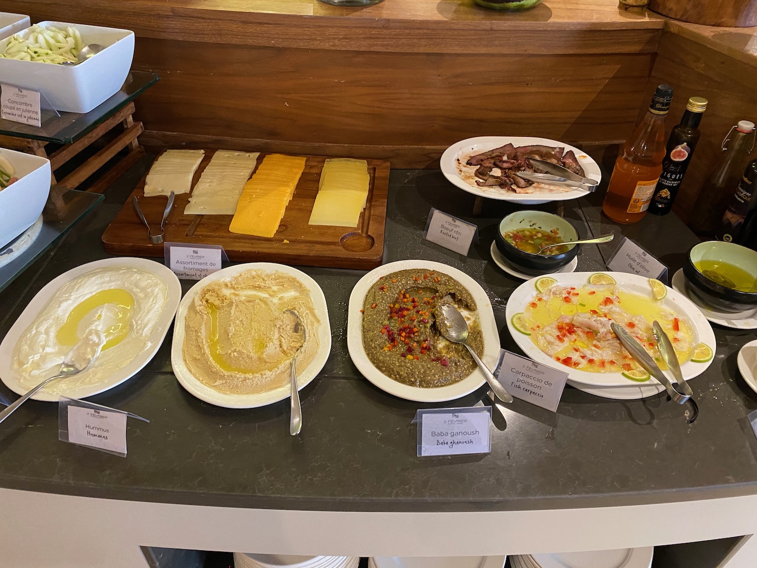 a table with plates of food