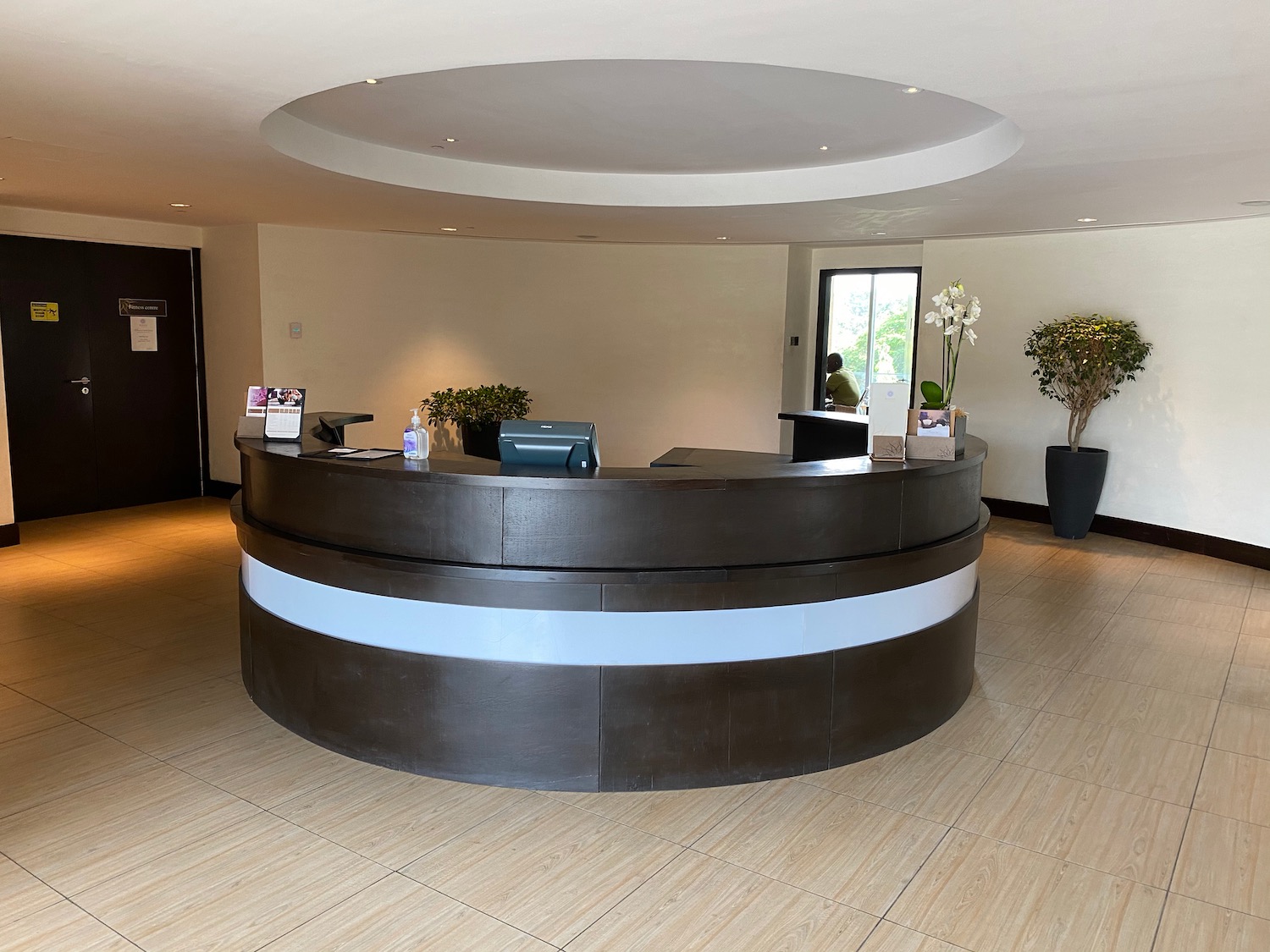 a reception desk in a room