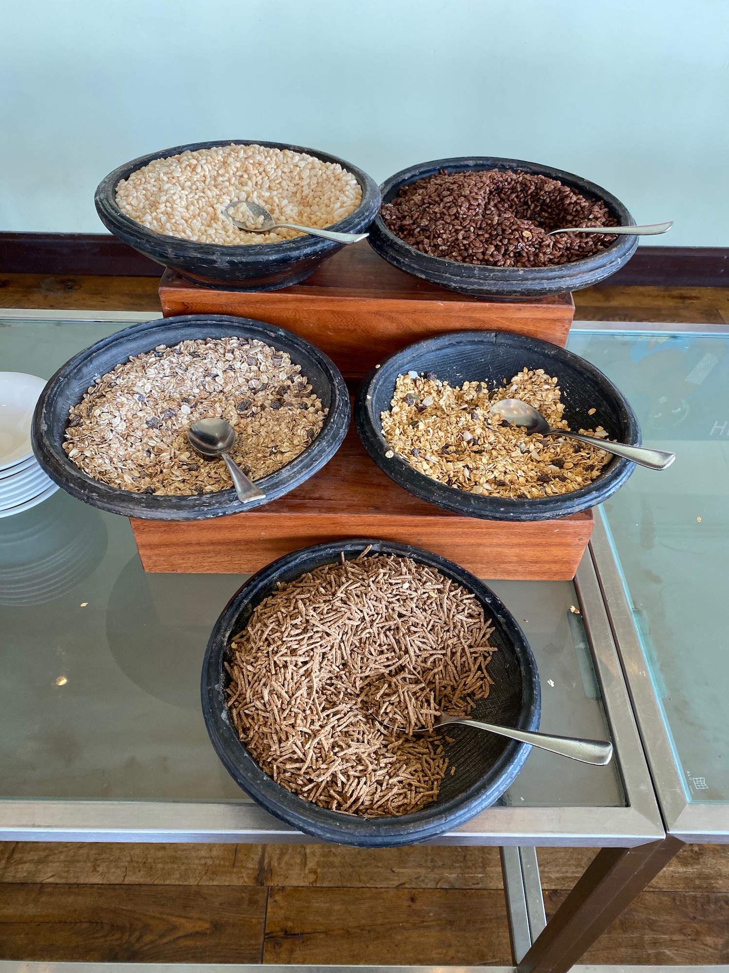 bowls of cereals on a table