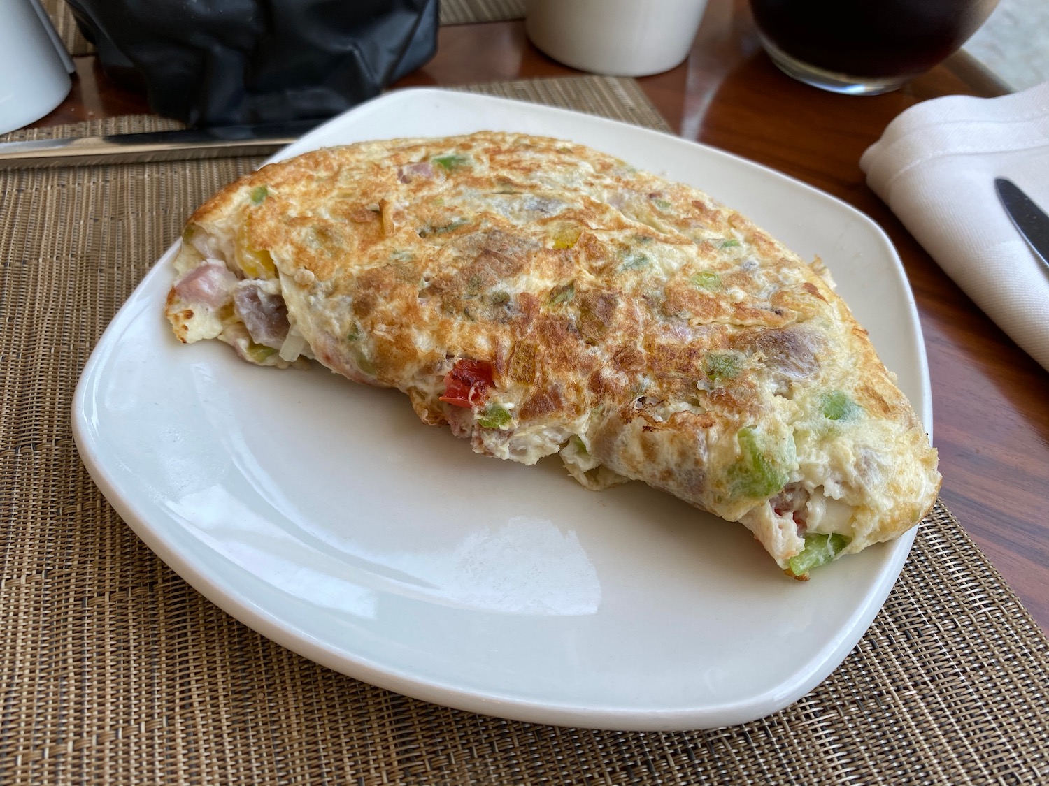 a plate of omelette on a table