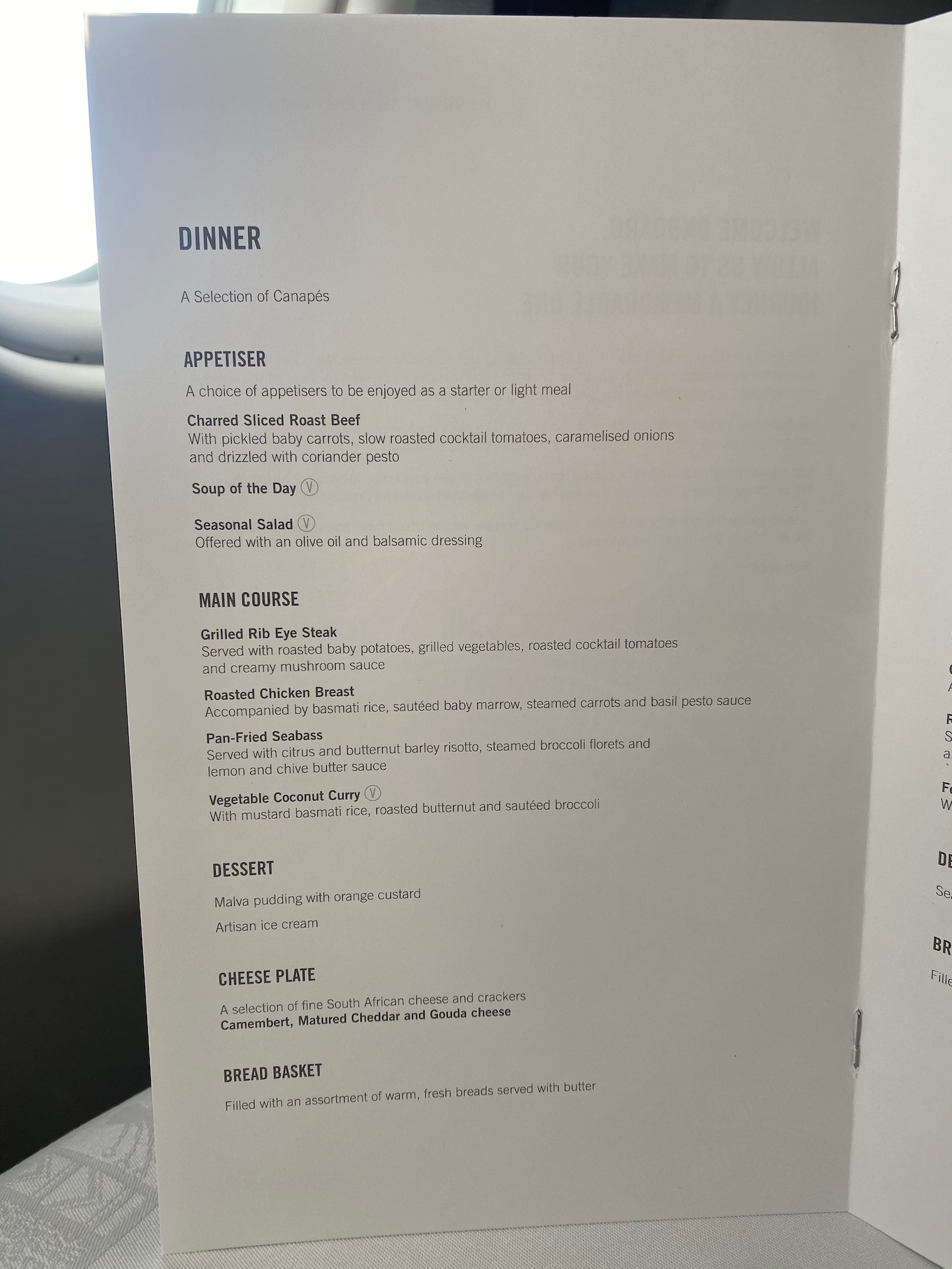 a menu of a restaurant